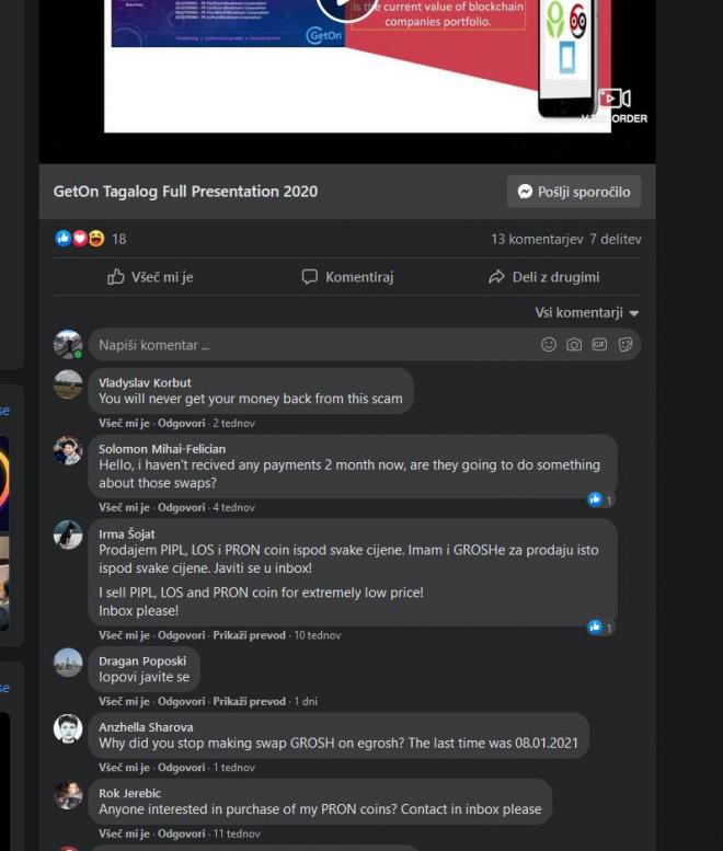 Pred investicijo preverite socialna omrežja ponudnika, če ji ta seveda ima (zaslonski posnetek)