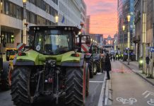 Protest kmetov v Bruslju proti prostotrgovinskemu sporazumu EU-Mercosur