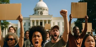 Protesti v Alabami za pravice temnopoltih volivcev Protesti v Alabami za pravice temnopoltih volivcev